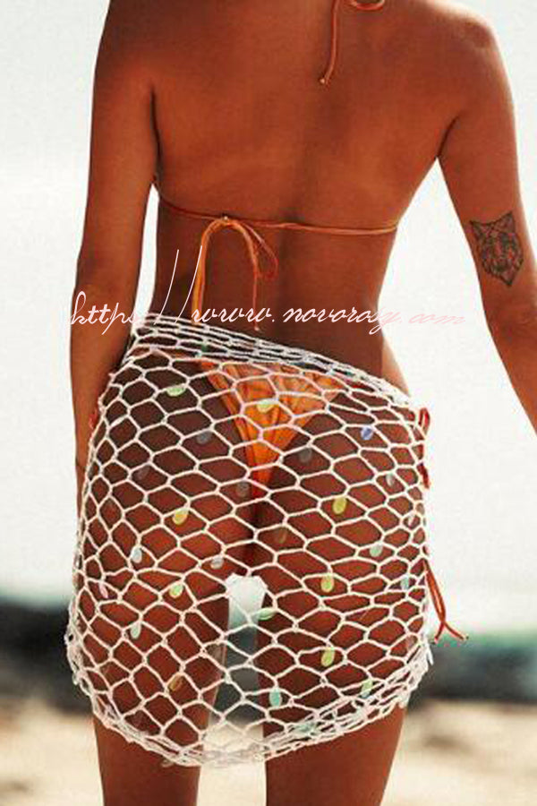 Shiny Fishnet Sequin Cover Up Skirt