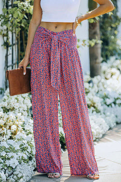 Kassidy Floral High Rise Tie Front Wide Leg Pants