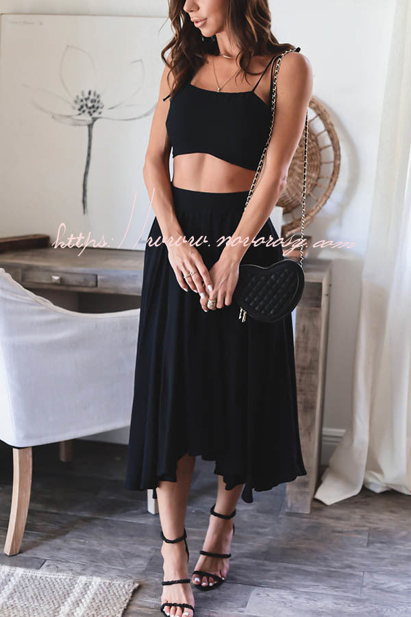 Style Muse Crop+Flowy Double Lined Skirt Suit