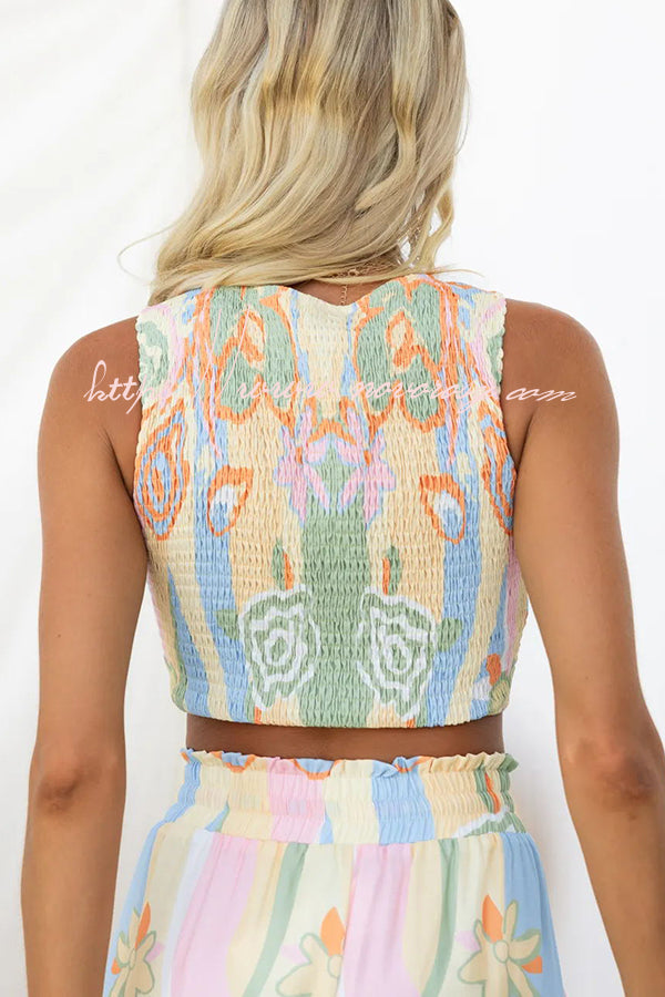 It's Your Vacation Floral Print Smocked Adjustable Tank Top