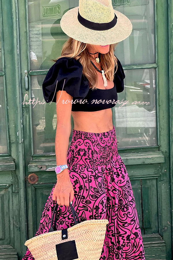 Plan for Paradise Floral Smocked Waist Maxi Skirt