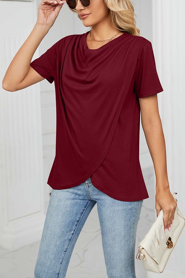 Something Casual Cowl Neck Wrap T-shirt