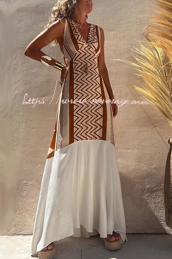Special Things Ethnic Print Patchwork A-line Maxi Dress