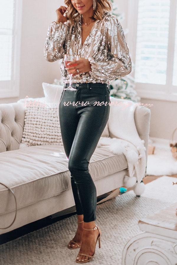 Girls Night Out Sequin Long Sleeve Top