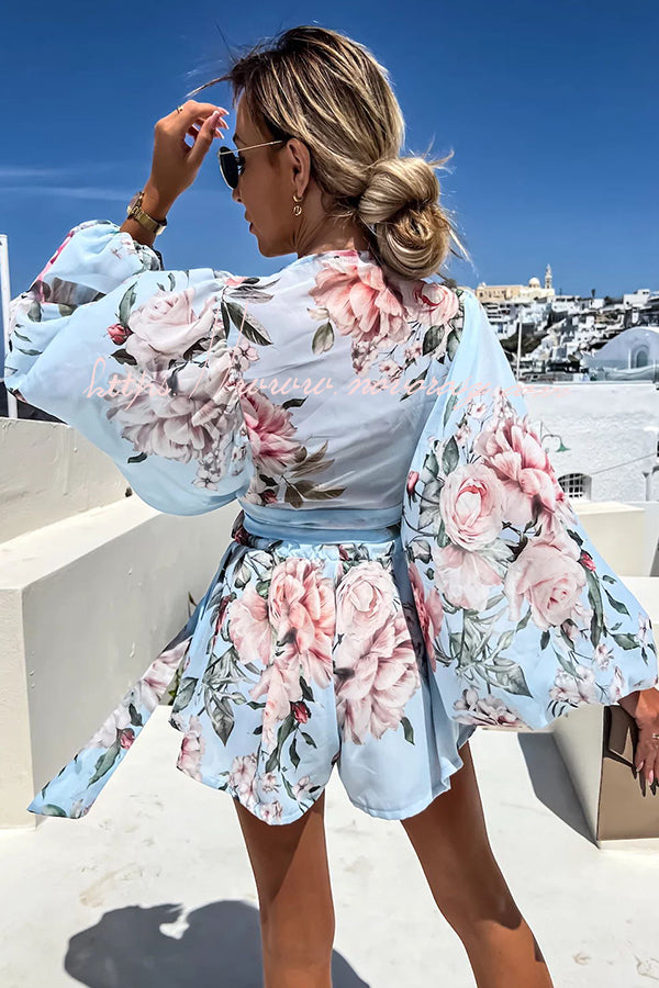 Drifting Out To Sea Printed Vacation Shorts Suit