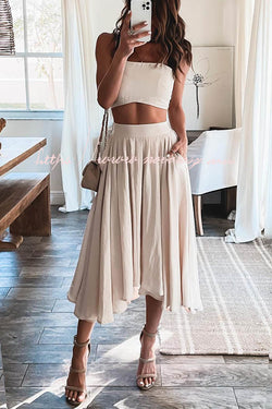 Style Muse Crop+Flowy Double Lined Skirt Suit