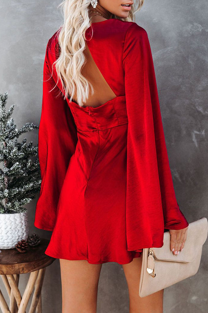 Christmas Stain Bell Long Sleeve Mini Dress
