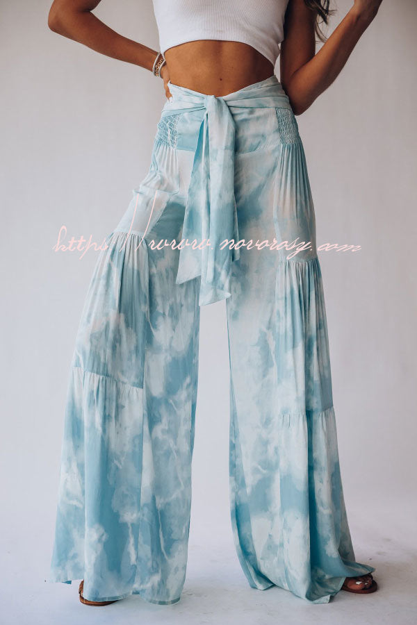 Tie-dye Printed Waisted Flared Track Pants