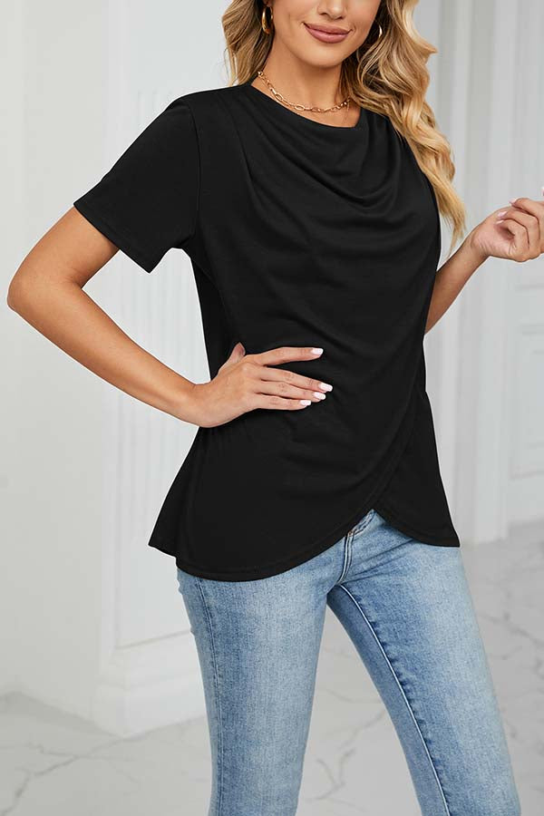 Something Casual Cowl Neck Wrap T-shirt