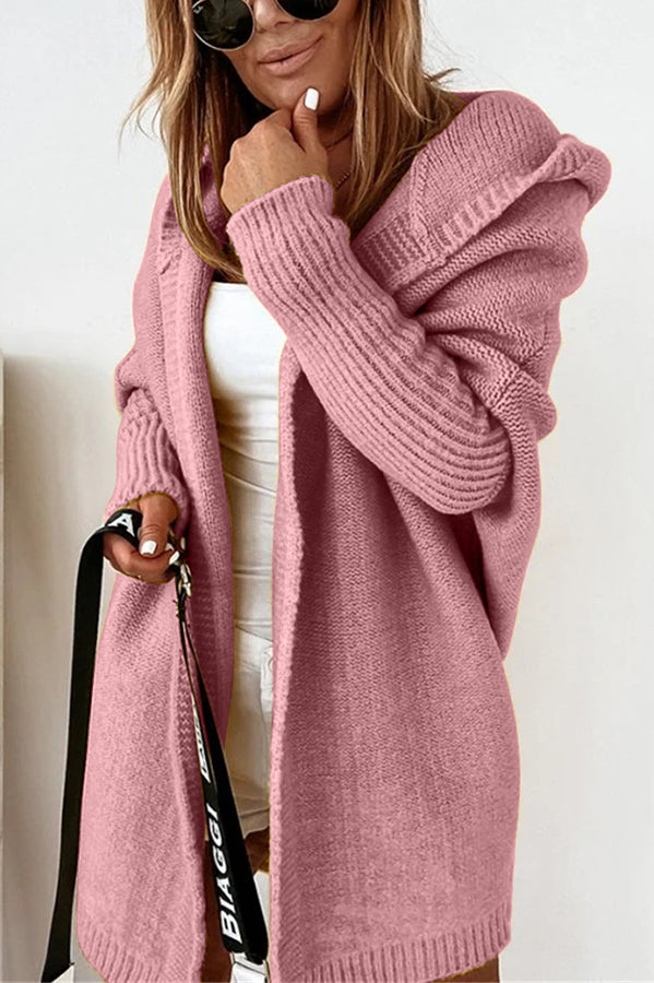 Fall for Nyc Solid Hooded Casual Cardigan