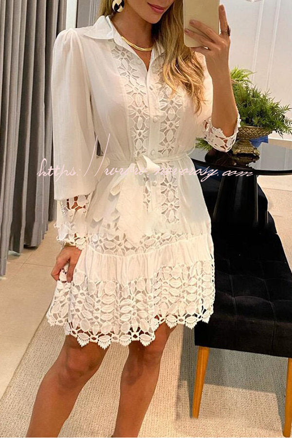 Chasing Love Guipure Lace Patch Shirt Dress