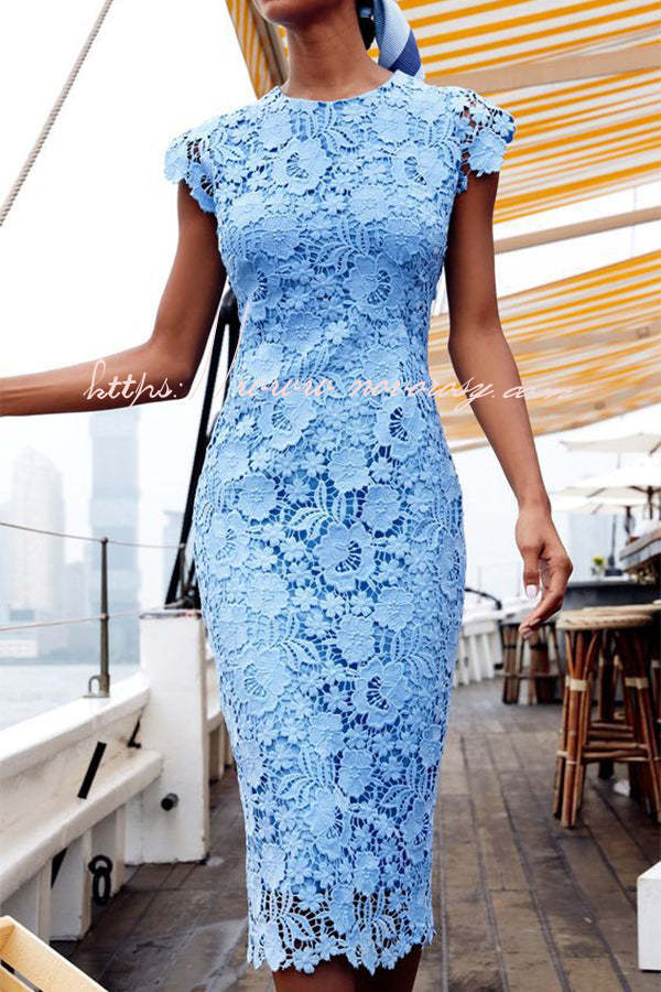 Fashion Party Dress O Neck Sleeveless Pencil Dress Mid Waist Lace Evening Dress for Banquet