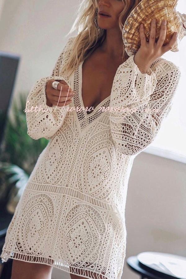 Malibu Dreaming Embroidered Lace Cover Up Dress