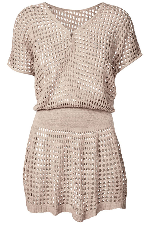 Sydney Button Crochet Tunic Cover-up Beach Dress