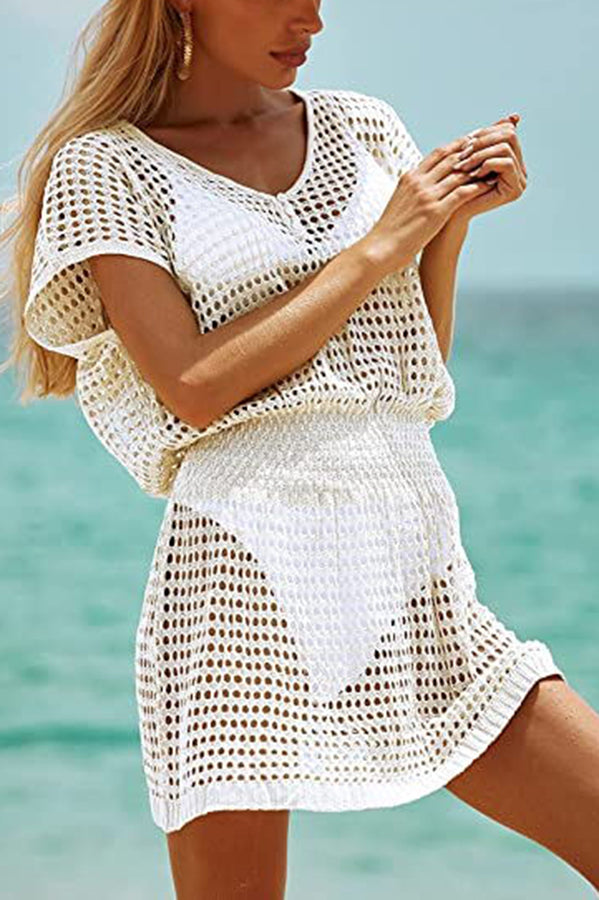 Sydney Button Crochet Tunic Cover-up Beach Dress