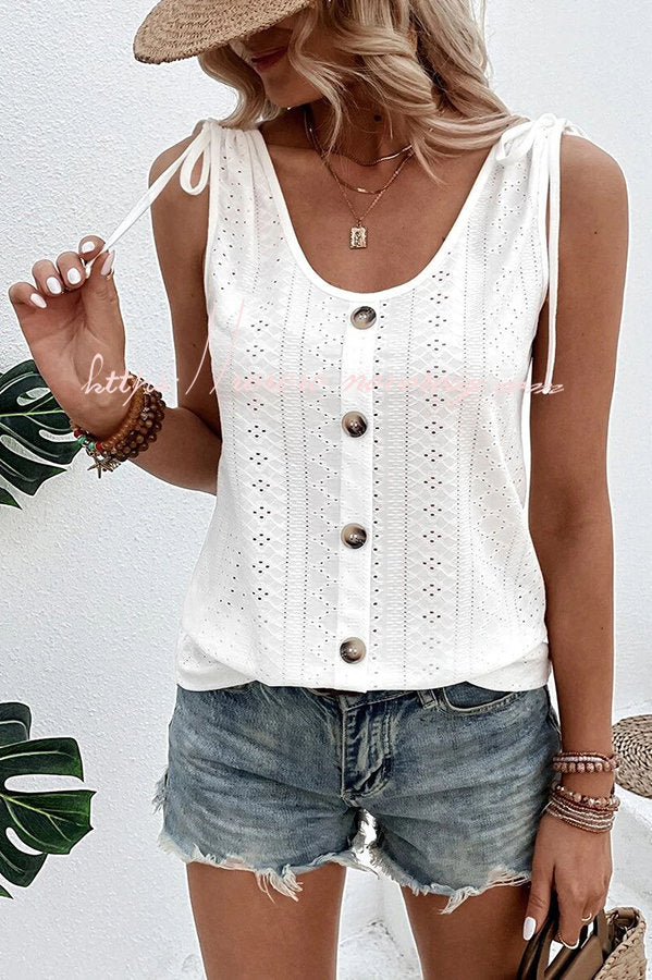 All about Spring Button Up Hollow Out Tank Top