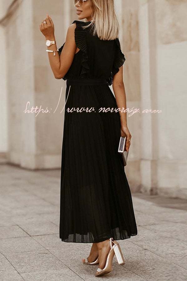 Lost Soul V Neck Pleated Maxi Dress