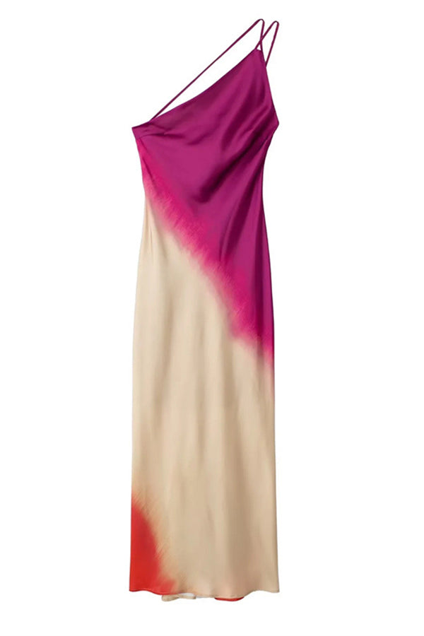 High Waisted Tie Dye Tie Back Pullover Maxi Dress