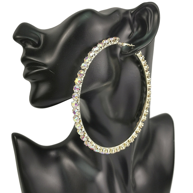Acrylic Fancy Color Diamond Big Circle Diamond Earrings