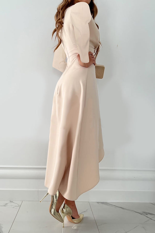 Charming Grace Ruffle Long Sleeve Midi Dress