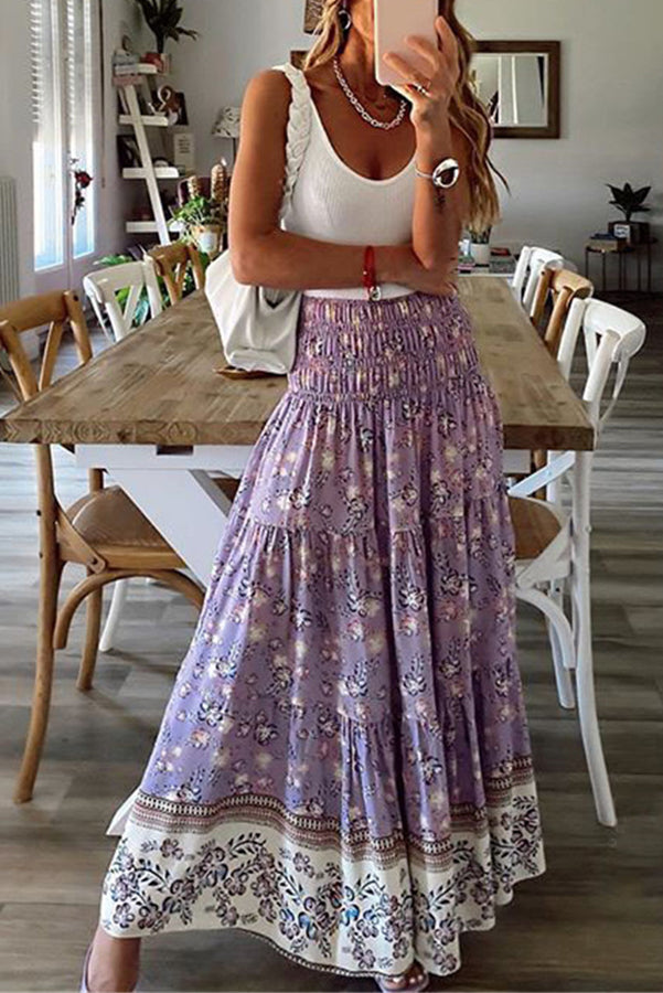 An Extra Day Boho Floral Maxi Skirt