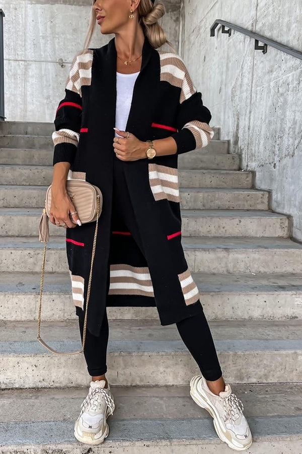 Miracles of Cozy Striped Midi Cardigan