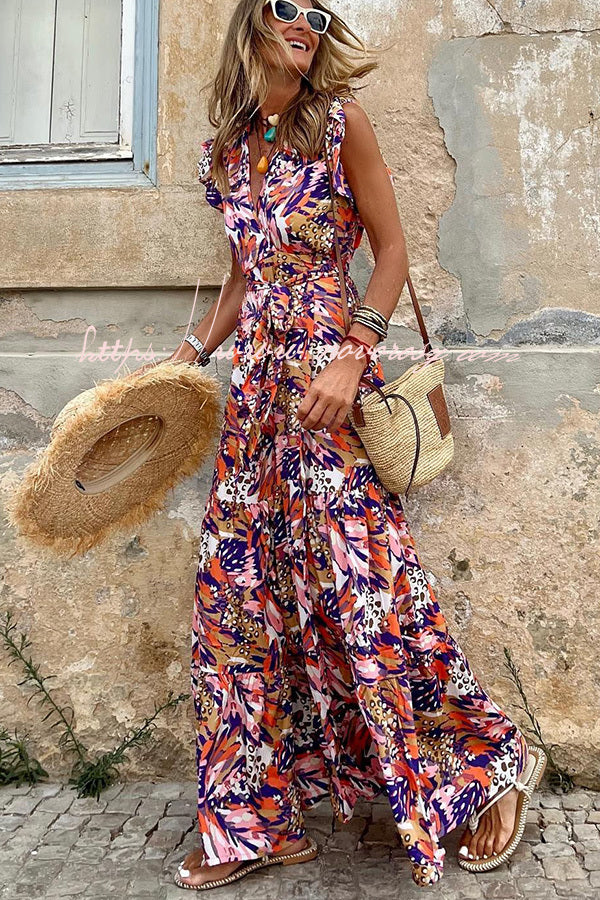 Pursue Your Passion Floral Ruffle Sleeve Maxi Dress