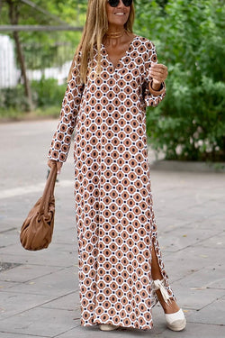 Swaying In The Breeze Printed Long Sleeve Maxi Dress