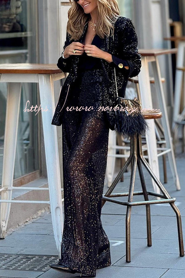 Special Treat Sequin High Rise Wide Leg Party Pants