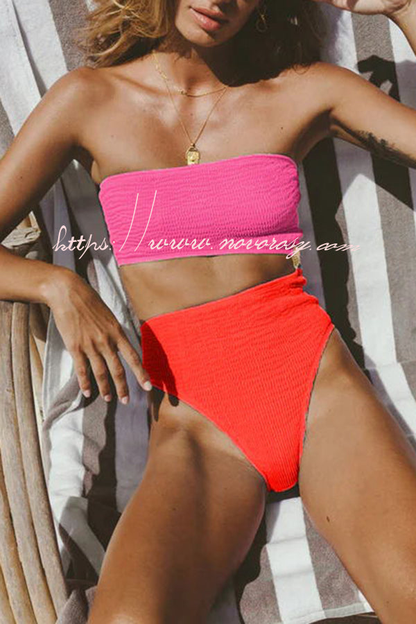 Beautiful Color Block Ring Cutout One Shoulder One-Piece Swimsuit