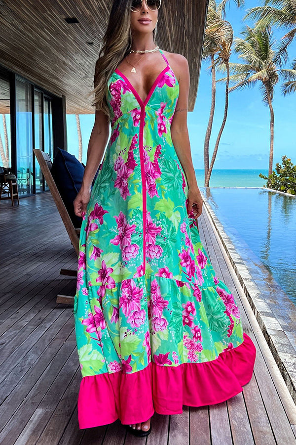 Sweet Talk Printed Backless Halter Maxi Dress