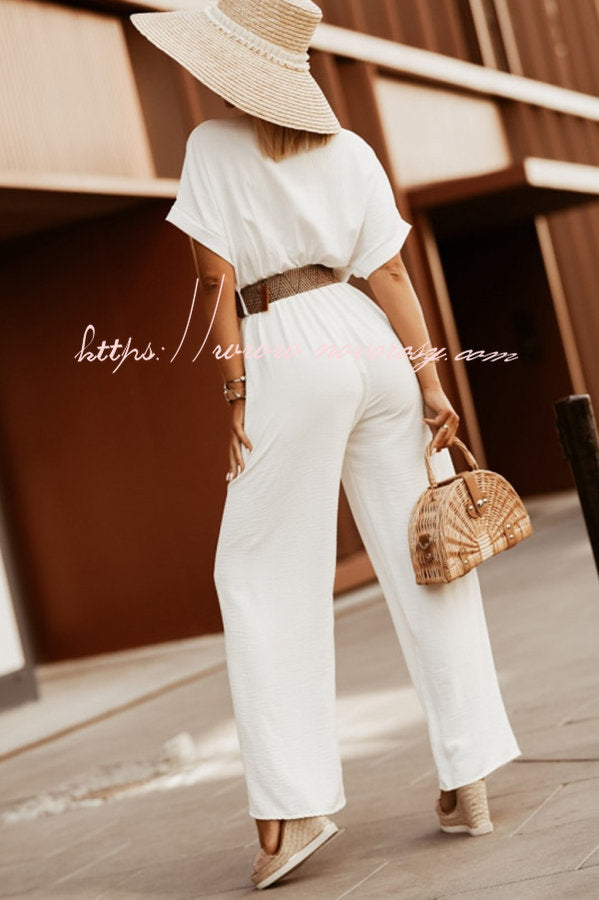 Daytime Diva Belted Wrap Relaxed Jumpsuit