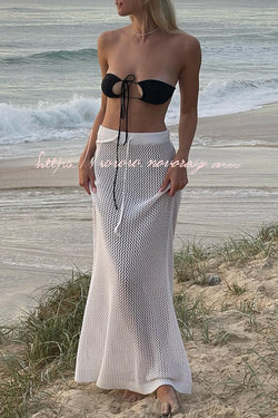 Chic Cutout See Through Knitted Lace Up Cover Up Skirt