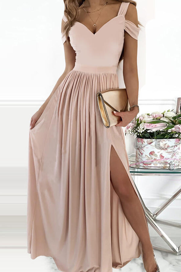 Queensley Cold Shoulder Sleeve Elegant Maxi Dress