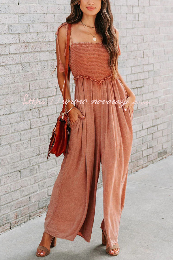Country At Heart Smocked Pocketed Jumpsuit