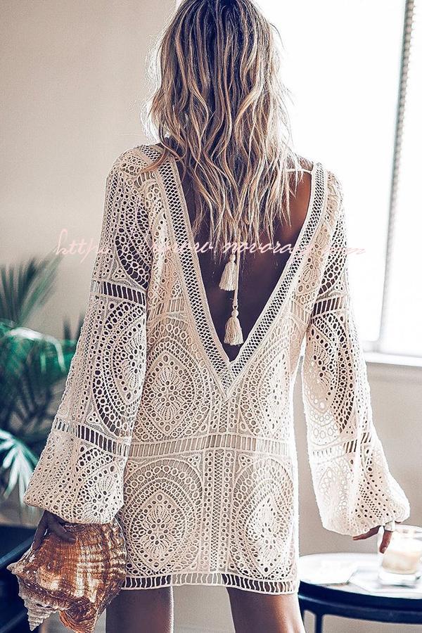 Malibu Dreaming Embroidered Lace Cover Up Dress