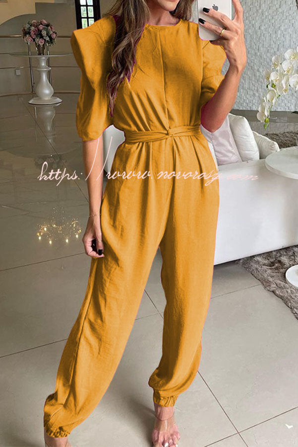 Chat with Me Oversized Sleeves Twist Waist Jumpsuit