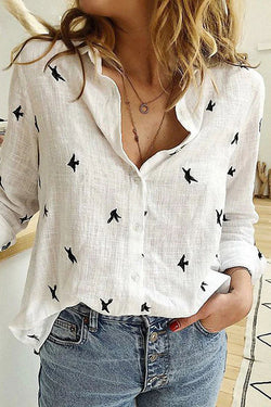 French Countryside Printed Cotton Linen Top