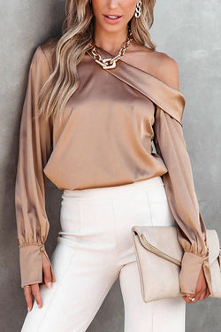 Guest of Honor Satin Off The Shoulder Blouse
