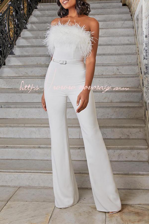 Feather Tube Top Jumpsuit
