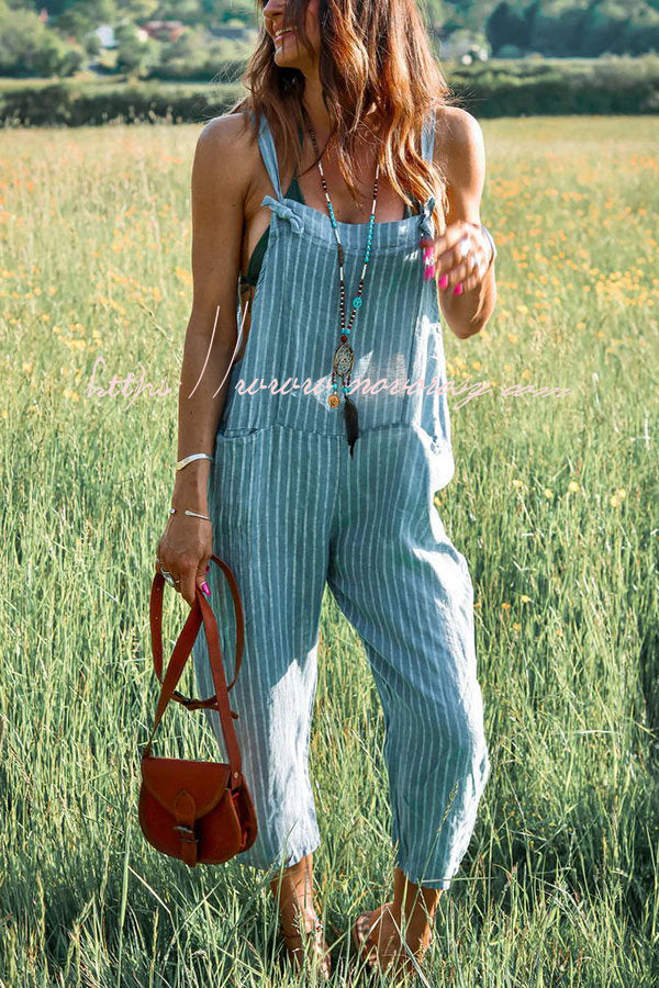 Brenna Stripe Pocketed Adjustable Tie Relaxed Jumpsuit