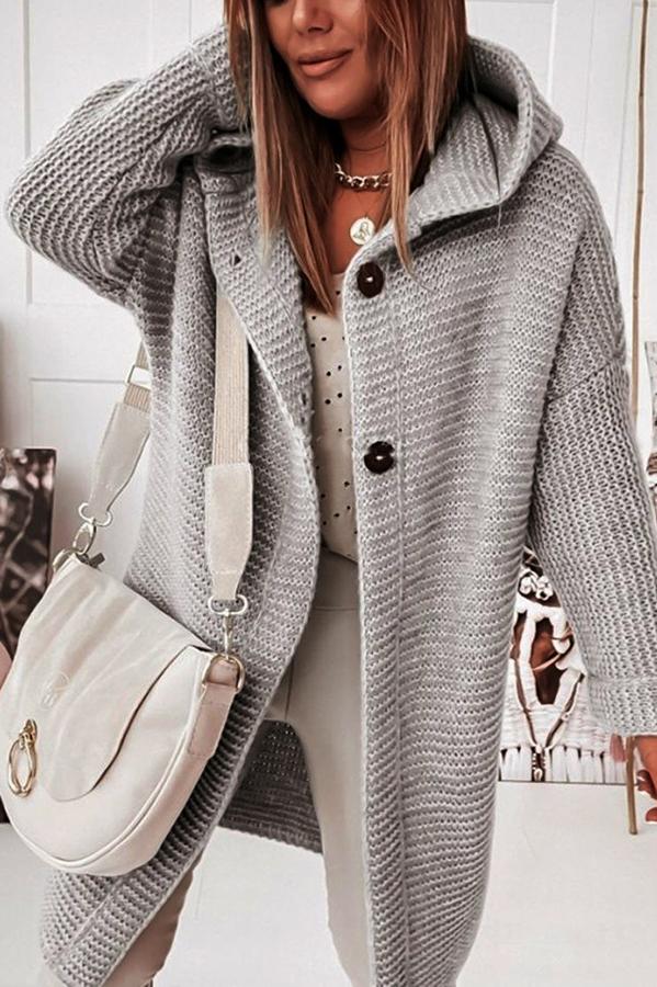 Cozy with Coffee Button Down Hooded Cardigan
