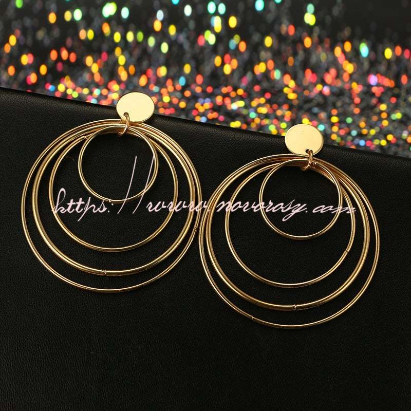 Layered Geometric Hoop Gold Earrings
