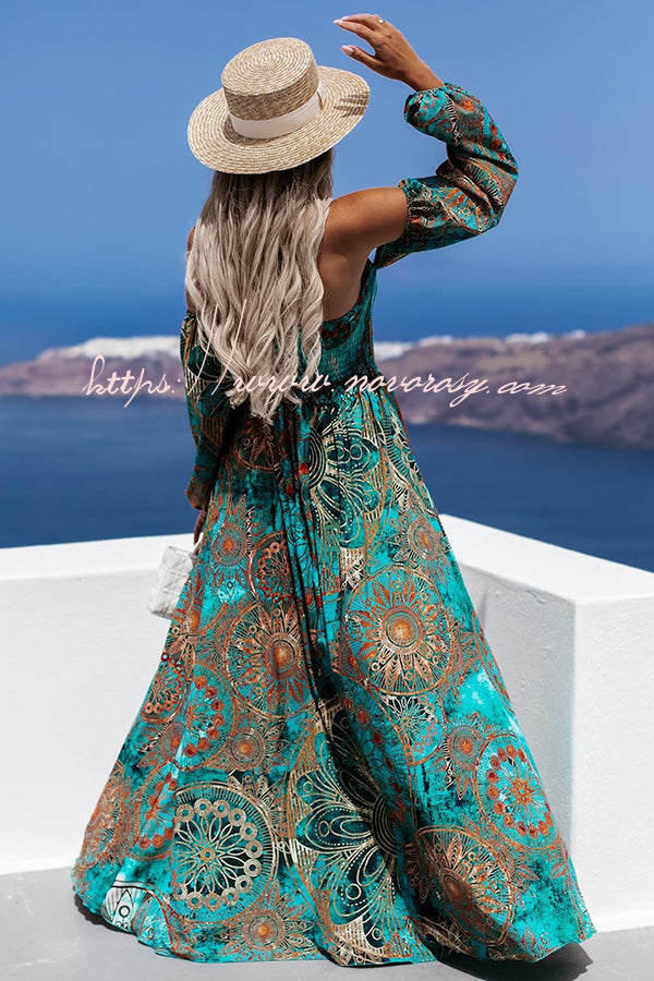 Travel Life Baroque Off Shoulder Maxi Dress