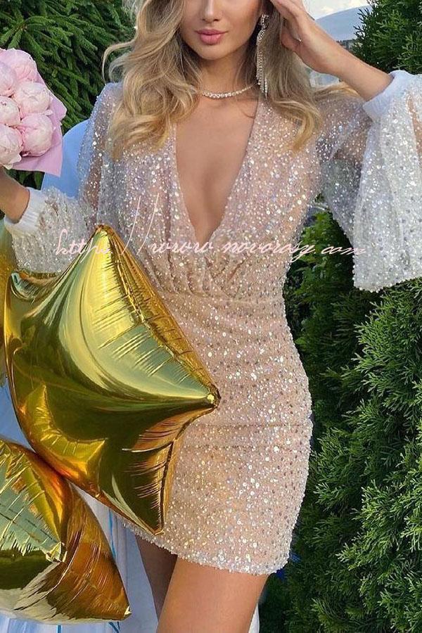 Bring Cheer Sequin Long Sleeve Party Dress