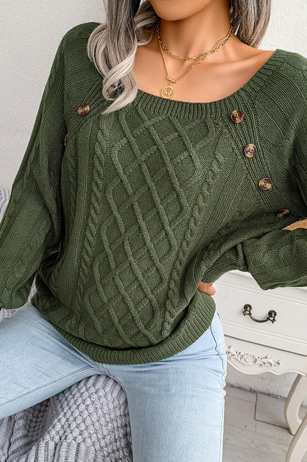Sweet Life Button Cable Knit Sweater
