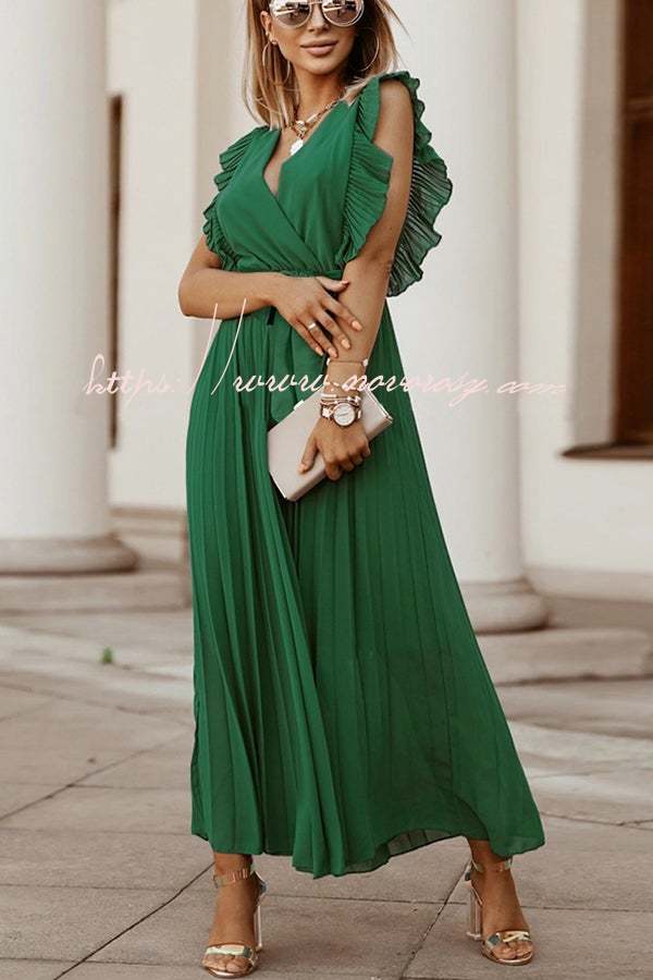 Lost Soul V Neck Pleated Maxi Dress