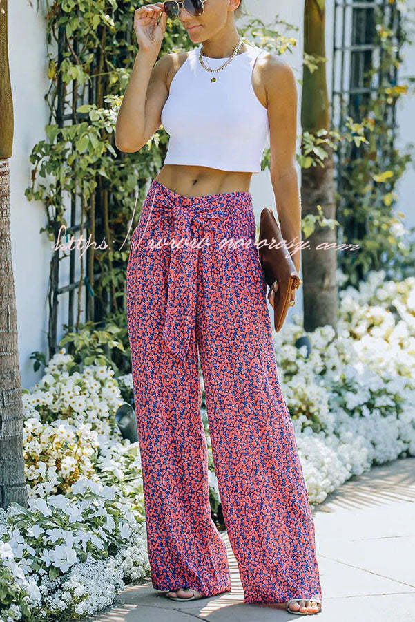 Kassidy Floral High Rise Tie Front Wide Leg Pants