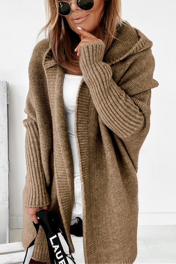 Fall for Nyc Solid Hooded Casual Cardigan