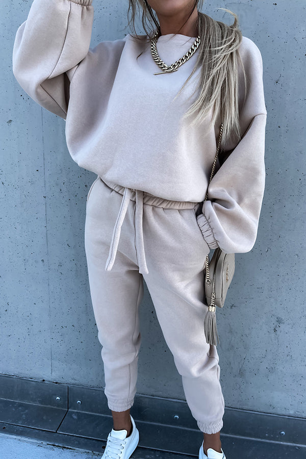 Worth It Sporty Style Solid Color Pants Suit